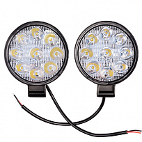 Фара светодиодная OFF ROAD 84*84мм круглая 12V/24V 27W 6000К SKYWAY компл 2 шт 9 диодов Дальний свет